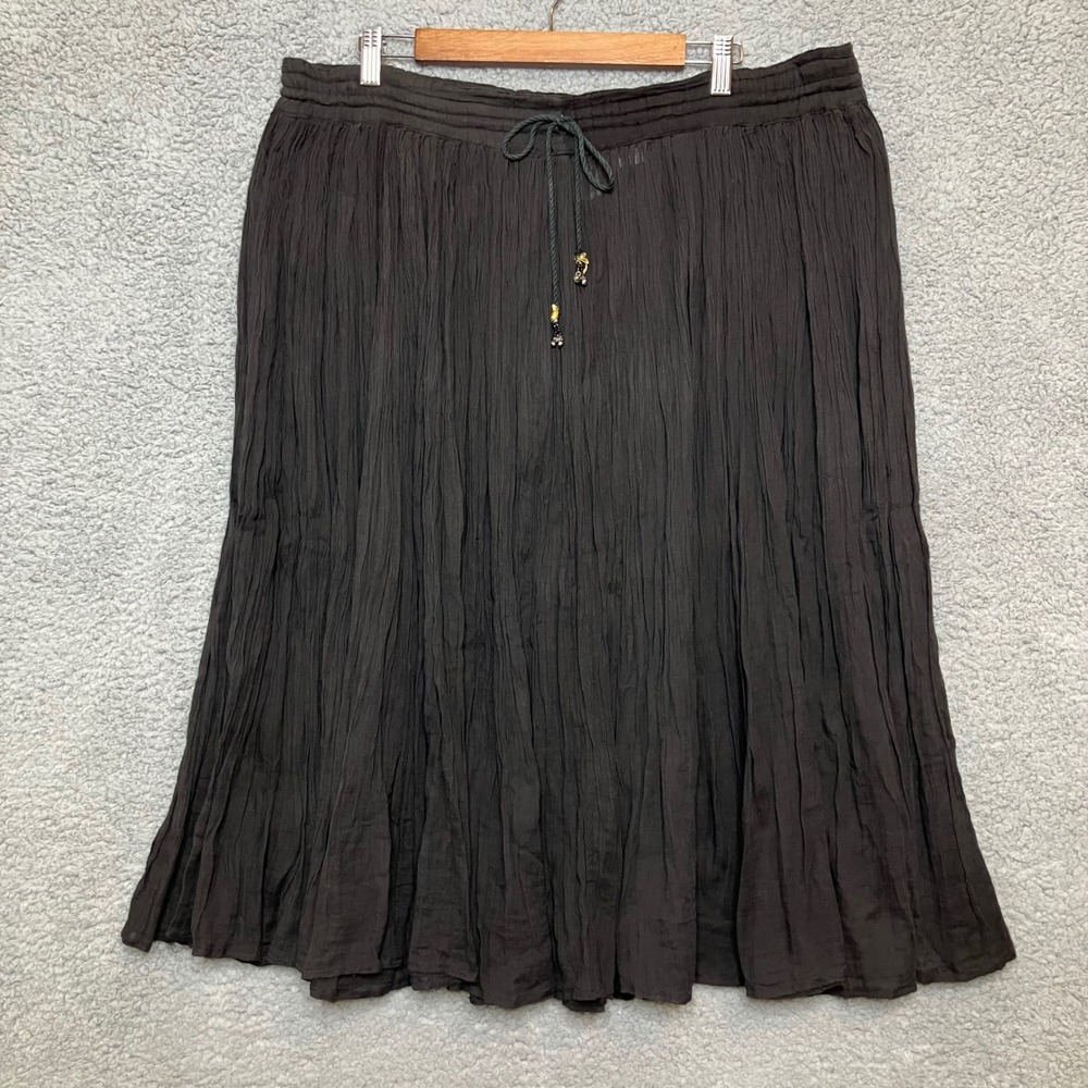 VTG Short Circuit Midi Skirt Women‎ OS Black Gypsy Boho Hippy Drawstring Bells
